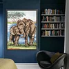 >SALE<Full Embroidery Eco-cotton Thread 11CT Printed Elephants Cross Stitch 50x65cm