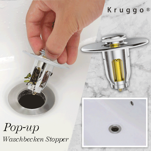 Kruggo® Pop-up Ablaufgarnitur Waschbecken Stopper