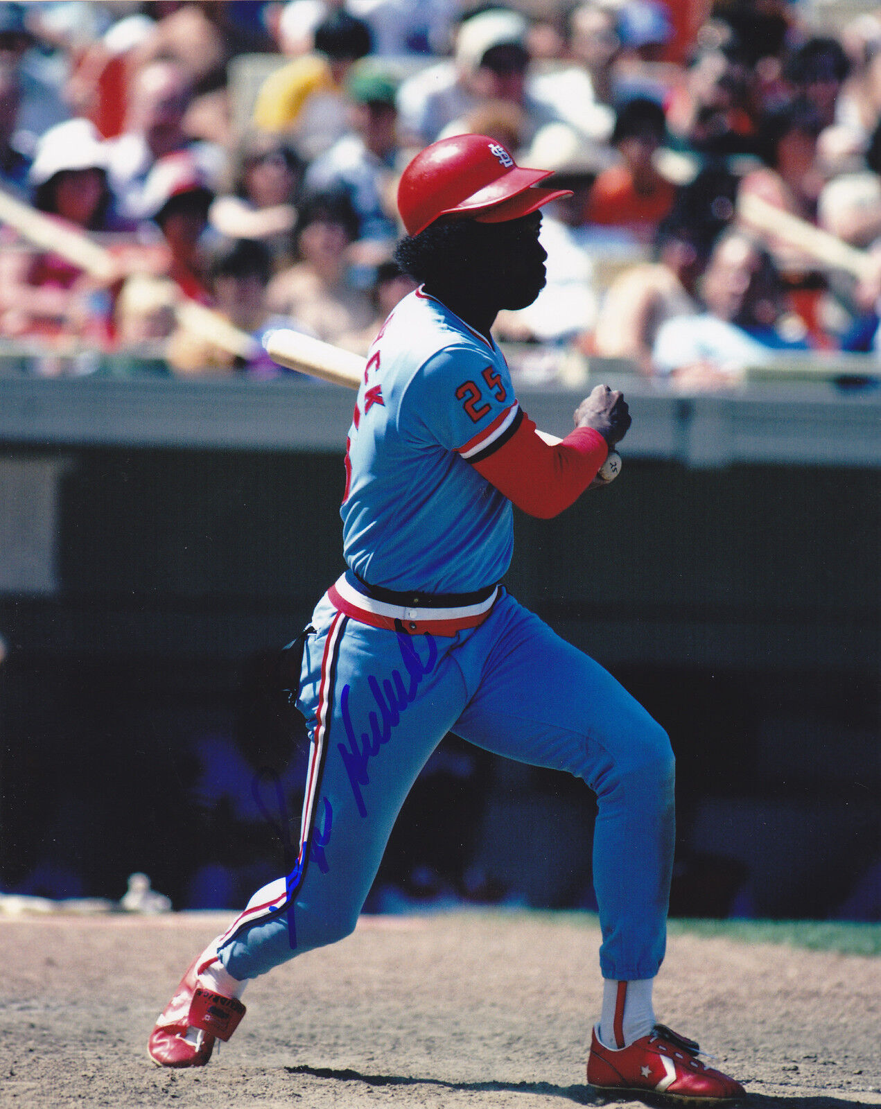 GEORGE HENDRICK ST. LOUIS CARDINALS ACTION SIGNED 8x10