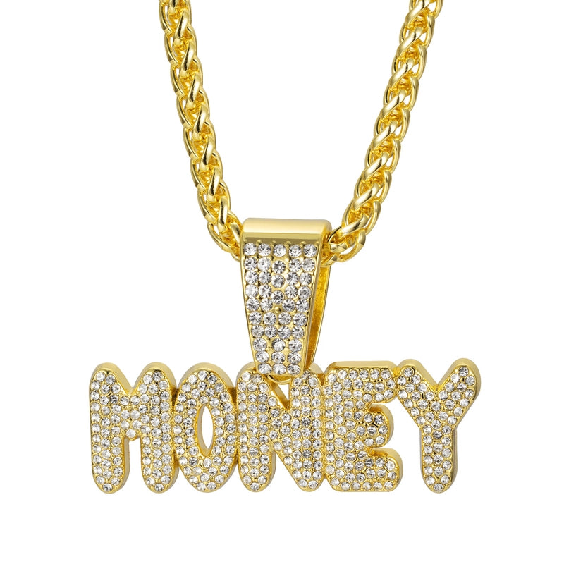 Hip-Hop Letter Alloy Inlay Artificial Diamond Unisex Pendant Necklace