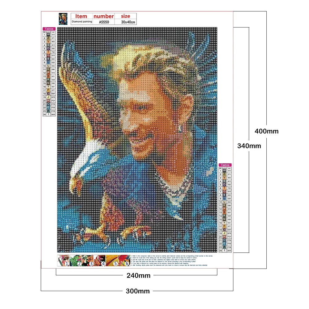 Diamond Painting - Full Round Drill - Johnny Halliday(30*40cm)