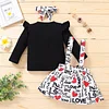 Kid Baby Girls Love Heart-shaped Valentine Outfits 2 Pcs Sets