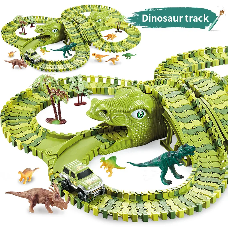 2022 New Dinosaur Race Track Set Rail Car Toys