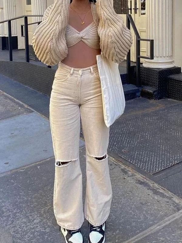 High waist wide leg jeans