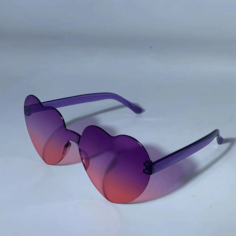 Transparent Jelly Color Love Sunglasses Men’s And Women’s Peach Heart Sunglasses Heart-shaped Conjoined Love Sunglasses