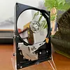 Industrial Upcycled Hard Drive Clock｜2-in-1 Tech Desk Timepiece & Mini Mirror Ornament
