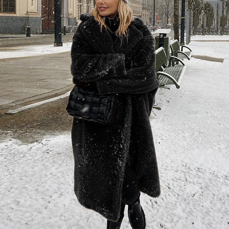 Autumn And Winter Warm Lapel Plush Coat wearshes