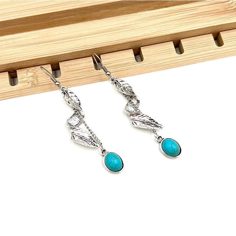 New  Hot Sale Turquoise Earrings Suit Women’s Bohemian Retro Personalized Ethnic Style Alloy Earrings