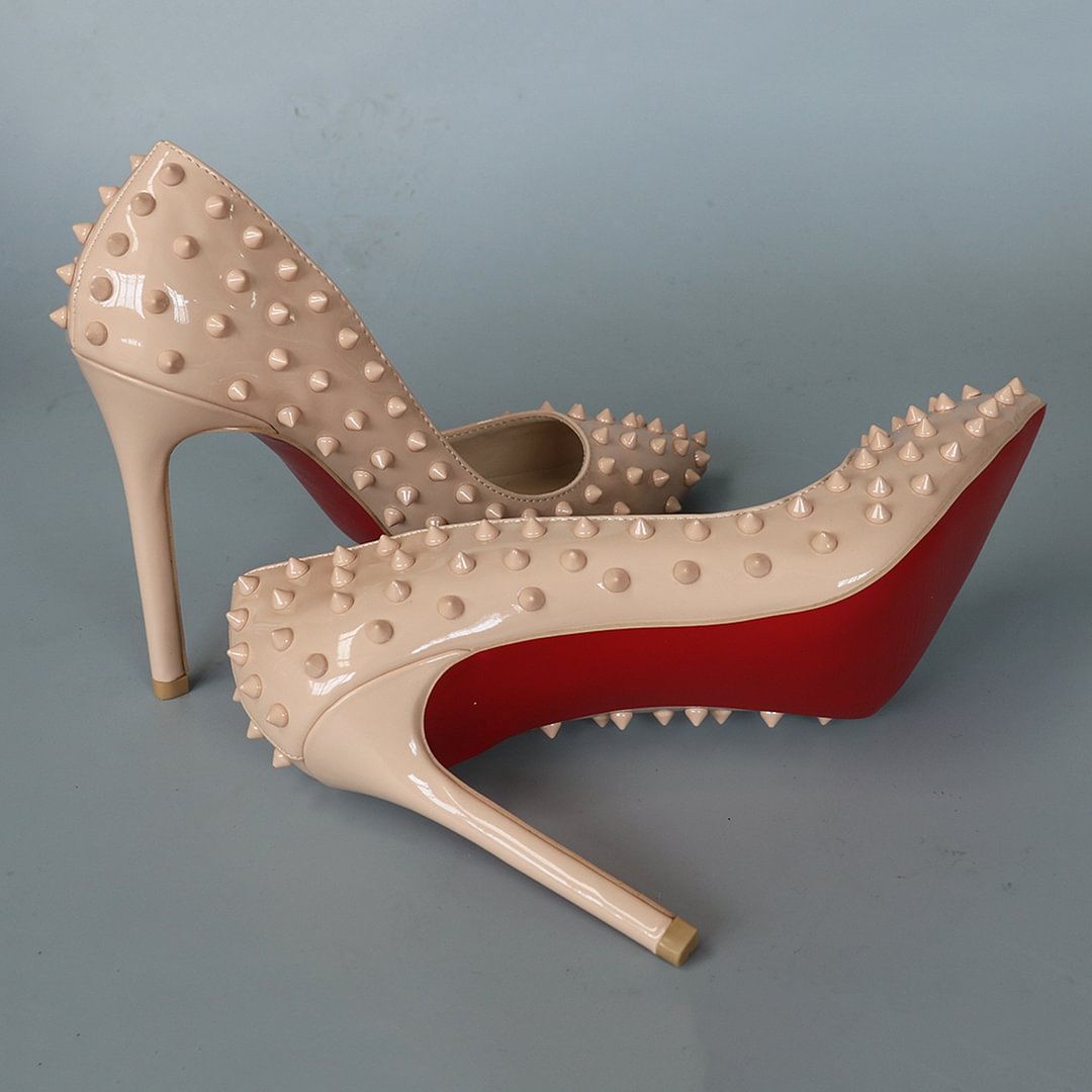 12cm Rivets Party  Red Bottom Pumps-vocosishoes