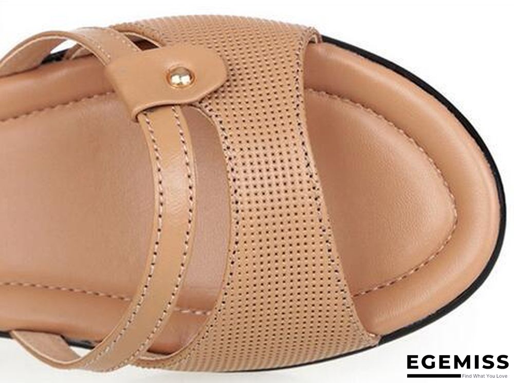 Cowhide Middle-aged Mother Sandals Genuine Leather Wedged Sandals | EGEMISS