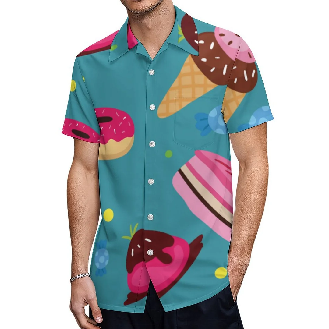 Candy Cane Rainbow Sprinkles Carrot Cake Food Hawaiian Shirt Mens Button Down Plus Size Tropical Hawaii Beach Shirts