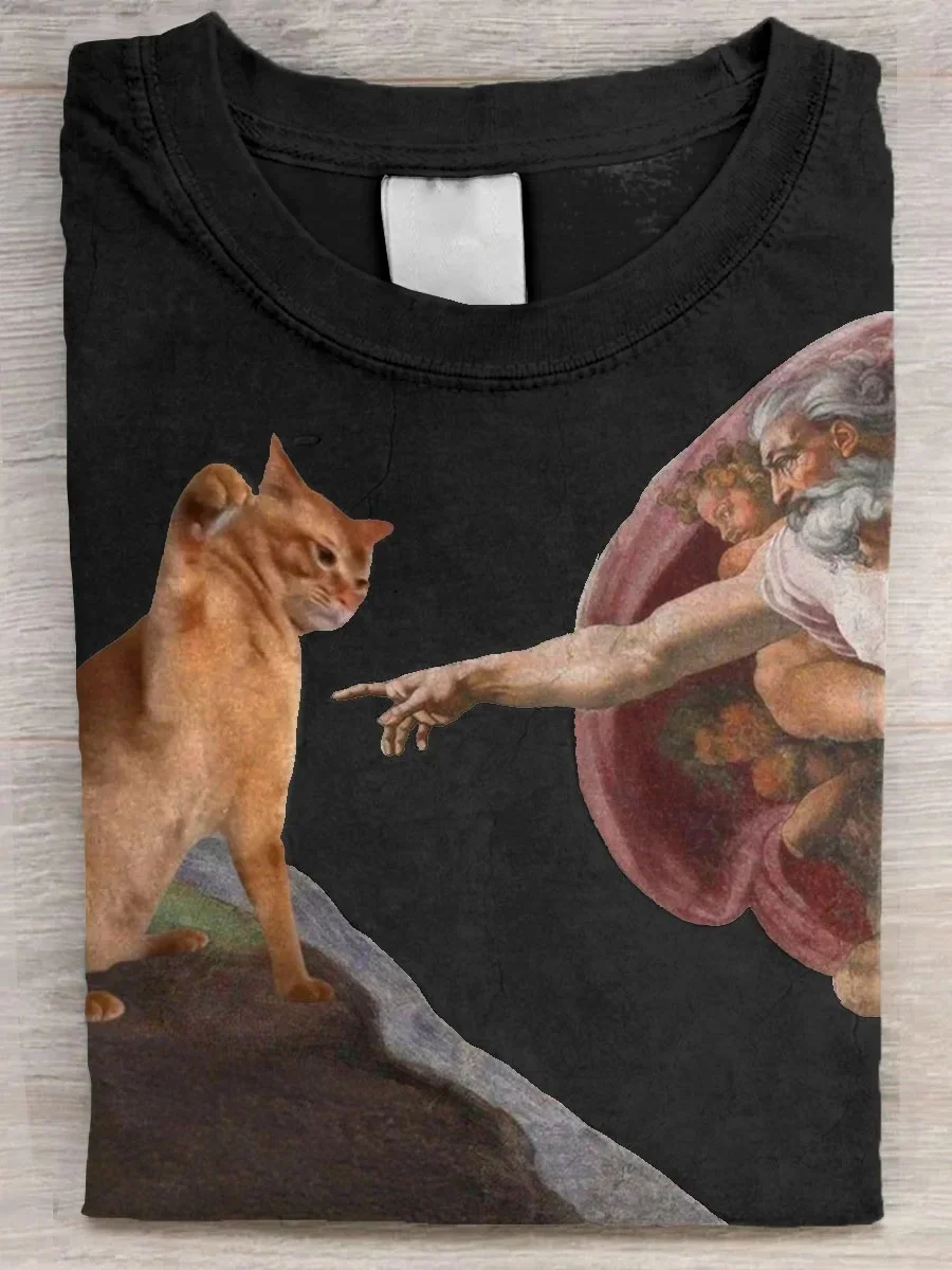 Eagerlys  Vintage Funny Cat T-shirt Eagerlys