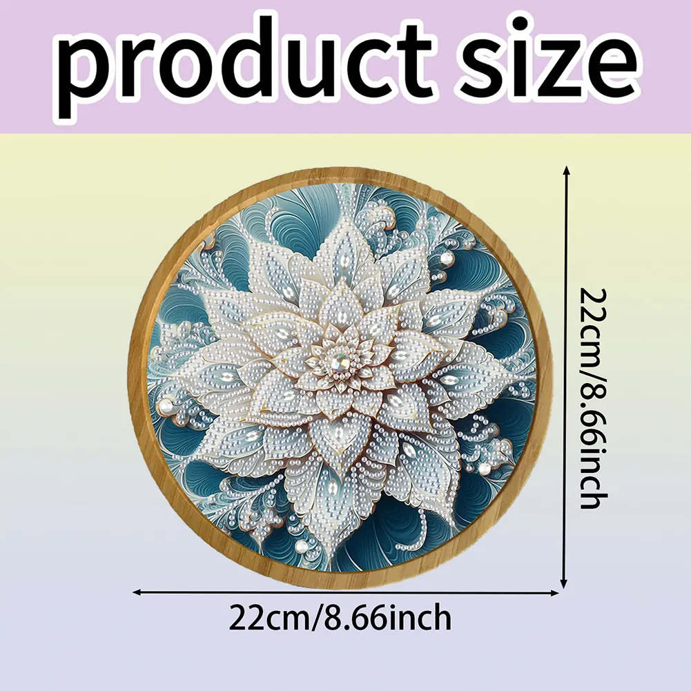 DIY Diamond Painting Kit Round Wooden Tray Diamond Painting Tray (Mandala D)