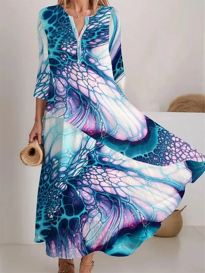 Women's color block printed casual dress