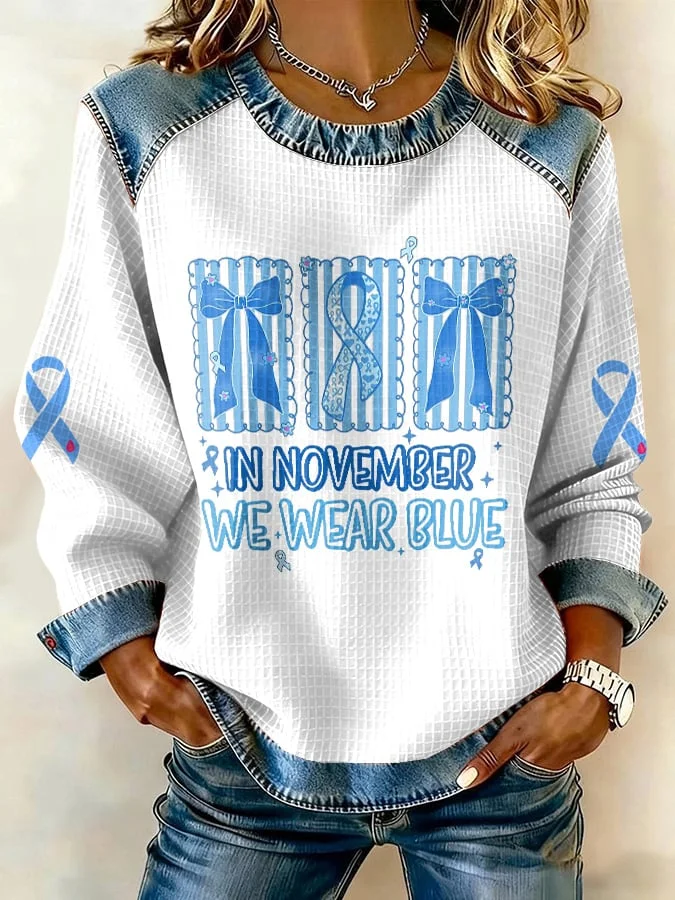 Women's &ldquo;In November We Wear Blue&rdquo; Print Sweatshirt socialshop