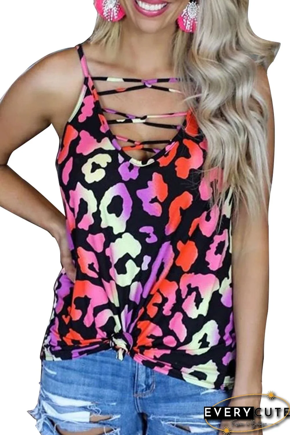 Sizzling Leopard Hook Necked Tank Top