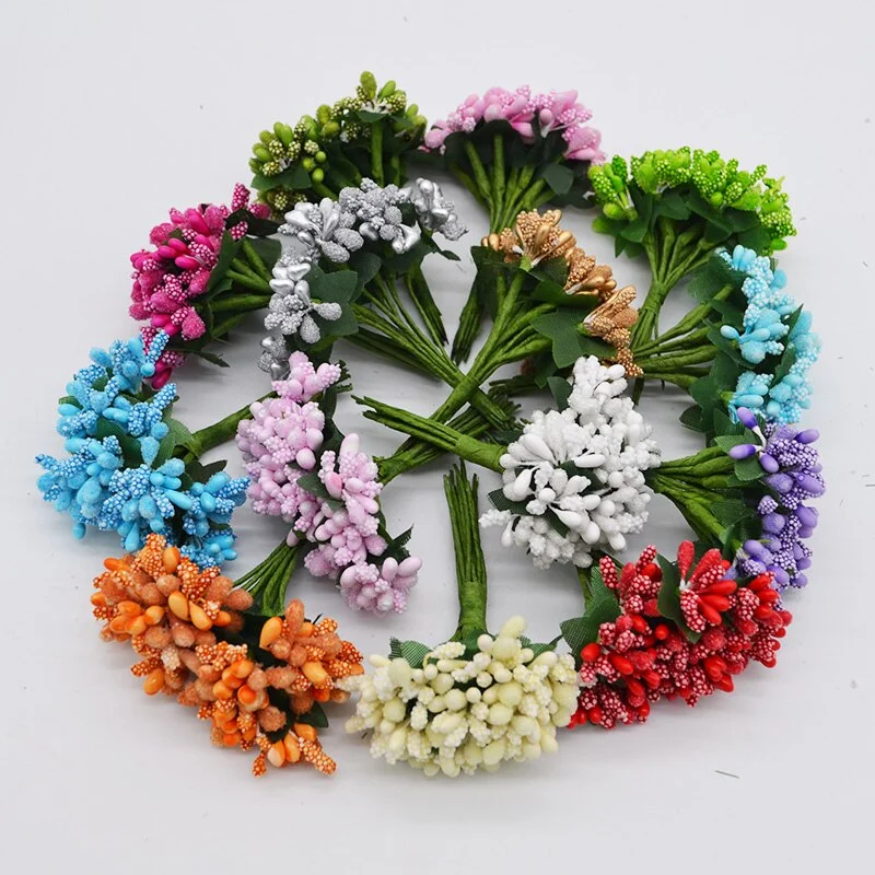 24pcs/lot Mulberry Stamen Artificial Flowers Stamen /DIY Pistils For Flowers Heads Wedding Party Scrapbooking Craft Decoration