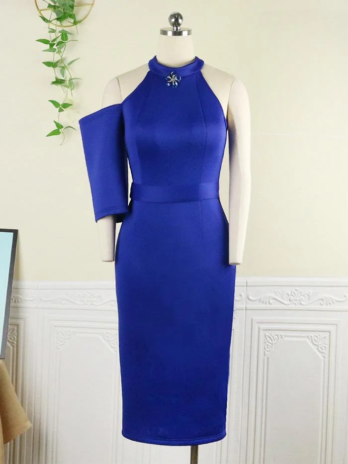 Halter Strapless Bag Hip Flower Decoration Dress