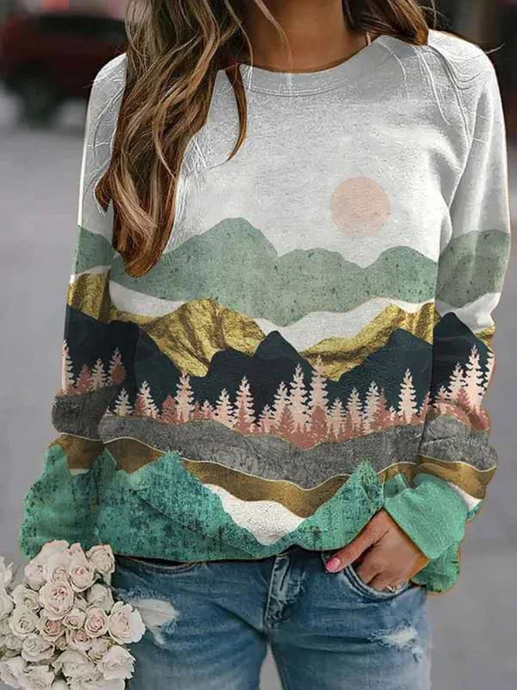 Landscape Inspired Art Graphic Sweatshirt