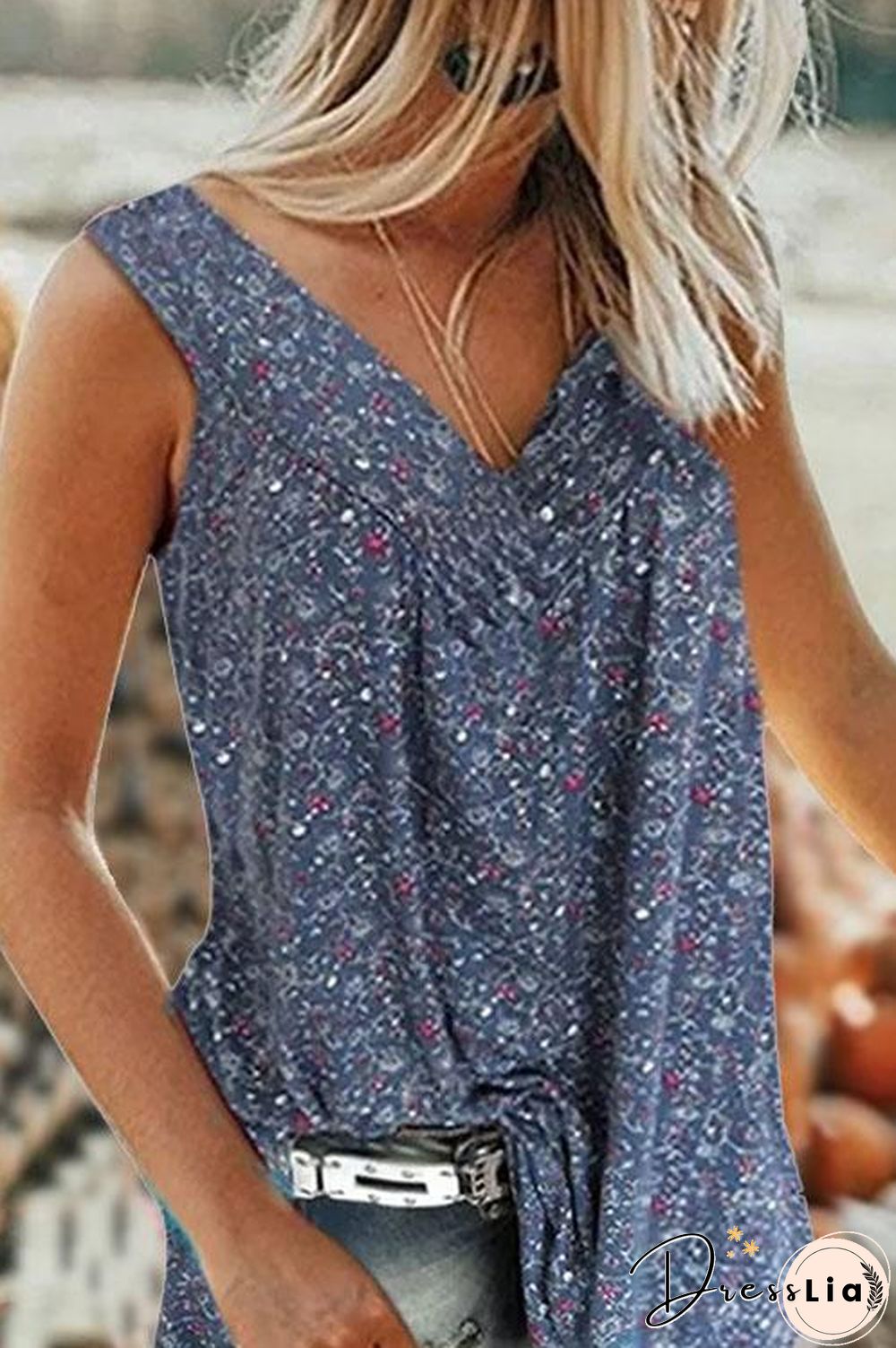 Floral V Neck Tank Top
