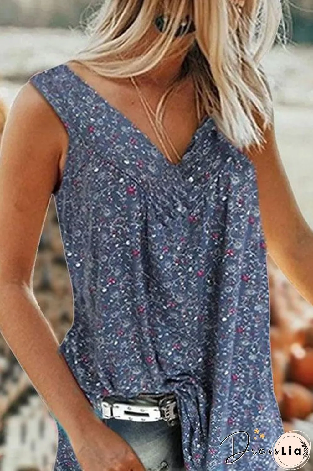 Floral V Neck Tank Top