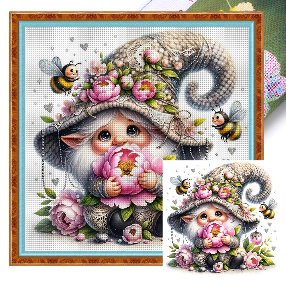 Gnome Full 11CT Pre-stamped Canvas(40*40cm) Cross Stitch