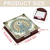 Wooden DIY Peacock Diamond Painting Kit Note Box with 160 Papers for Office Desk