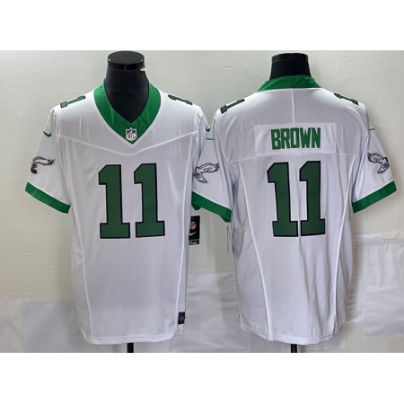 Men's Philadelphia Eagles #11 A. J. Brown White 2023 F.U.S.E. Vapor Untouchable Stitched Football Jersey FDBN