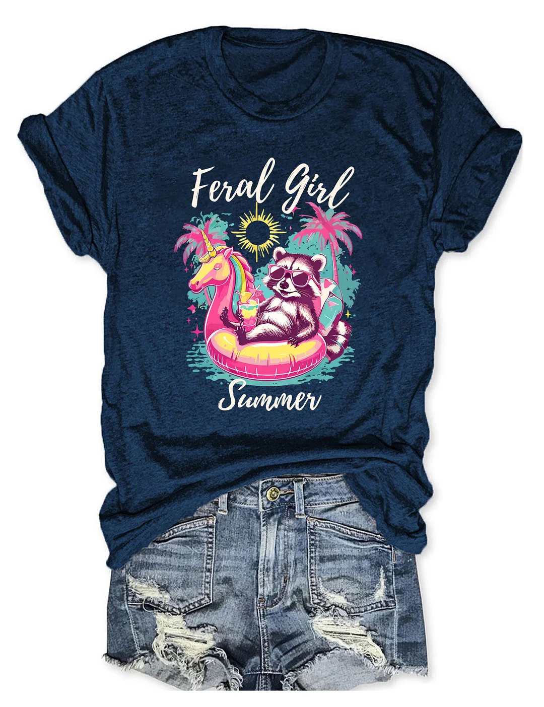 Feral Girl Summer Raccoon T-shirt
