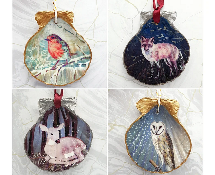⚡Handmade Christmas ornaments made from shells