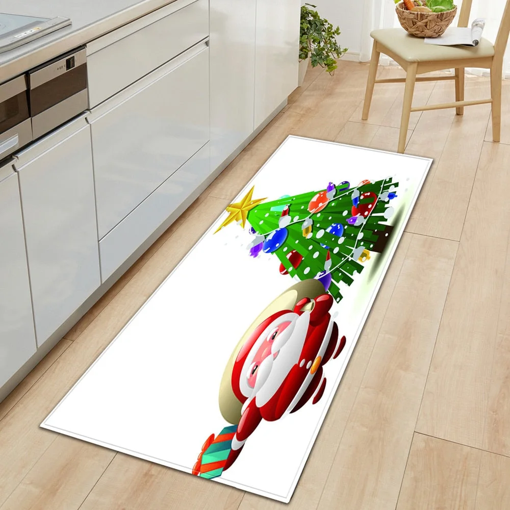 Mat In The Bathroom Kitchen Entrance Doormat Home Merry Christmas Decoration Carpet For The Hallway Tatami Anti-Slip Floor Rug