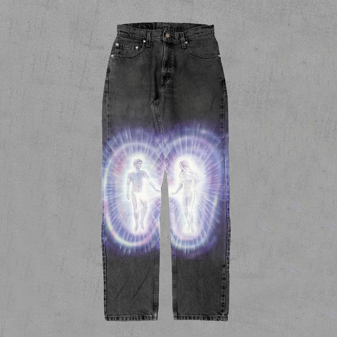 Genesis Print Casual Street Vintage Jeans