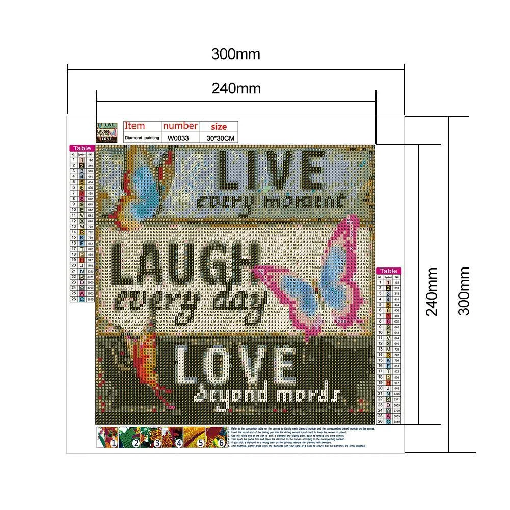 Diamond Painting - Full Round Drill - Live Laugh Love(30*30cm)