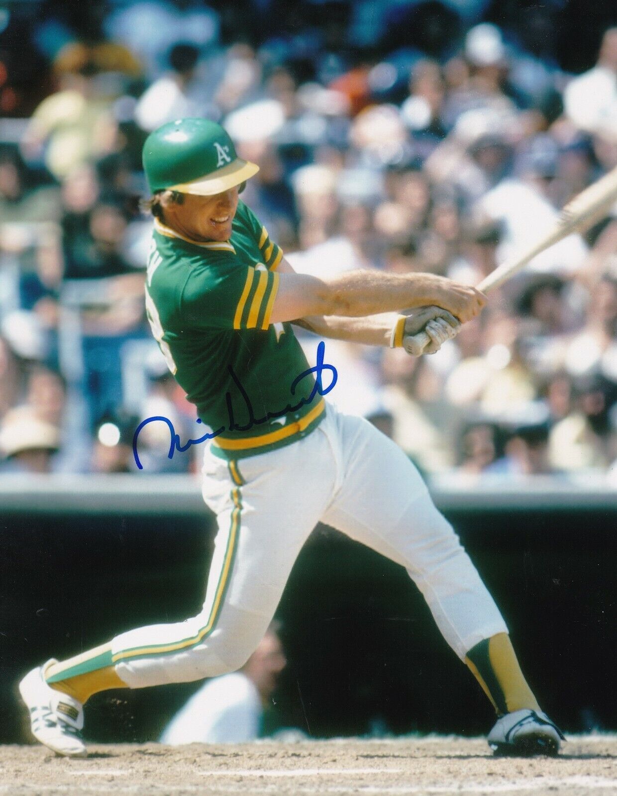 MIKE HEATH OAKLAND A'S ACTION SIGNED 8x10