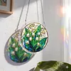 (18.5cm)DIY Acrylic Jigsaw Puzzle Window Hanging with Hanging Chain DIY Stained Glass Decoration Round Window Puzzle Decor for DIY Craft Project (Stained Glass Flower)