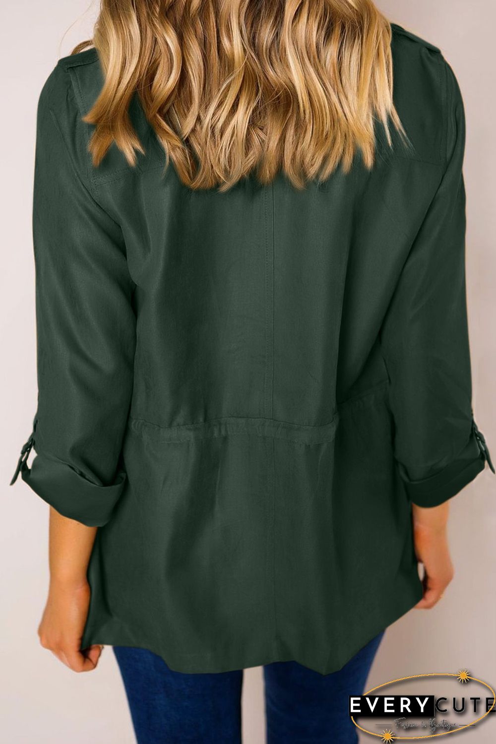 Green Bottoned Pockets Jacket