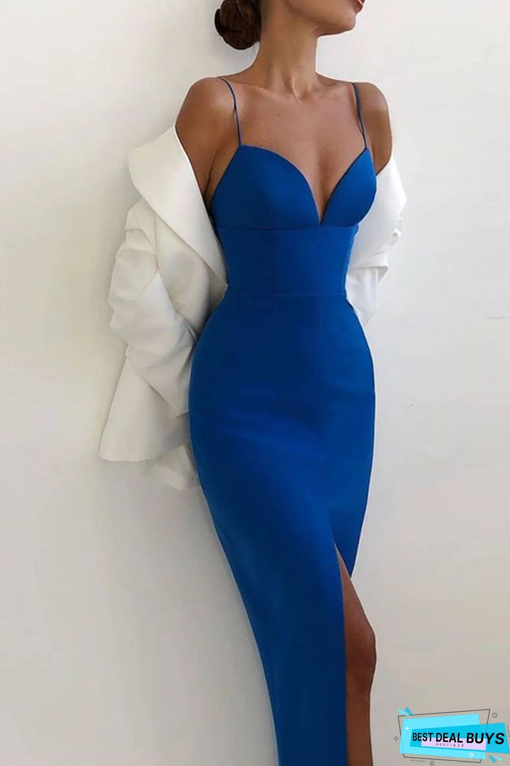 Thigh Split Bodycon Midi Dress