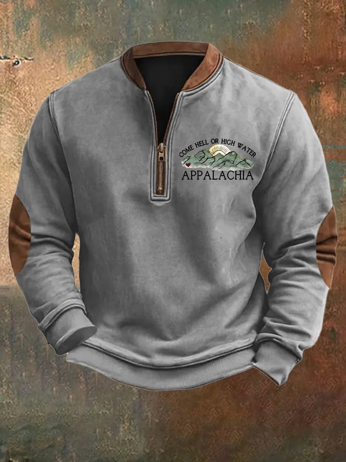 Men's Appalachia Strong Print Zip-Neck Sweatshirt