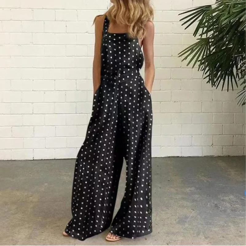 Uveng Uveng New Four-Color Round-Leg Trousers Digital Printed Bare-Backed Jumpsuit