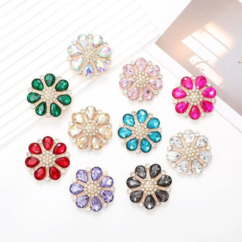 1 Piece 4cm Zinc Alloy Artificial Gemstones Artificial Crystal Flower DIY Ornament Accessories Beads