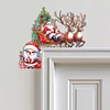 (US Local)DIY Xmas Diamond Painting Wooden Door Pendants Decoration for Feiend Gifts (Elk)