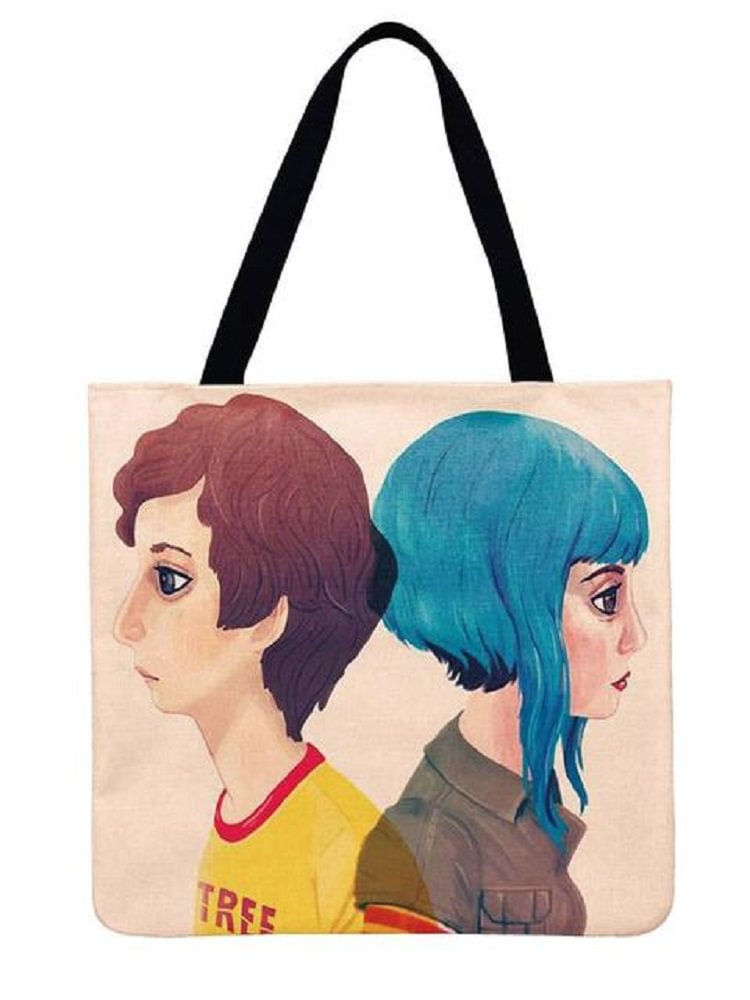 Linen Tote Bag - Cartoon character