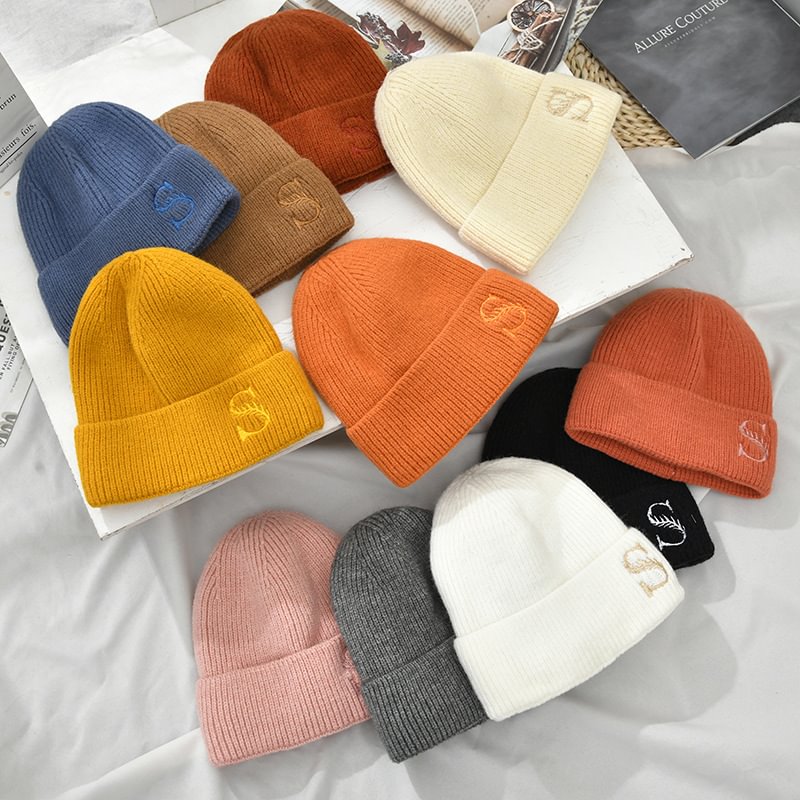 Take hip-hop all-match solid color knit and woolen hat