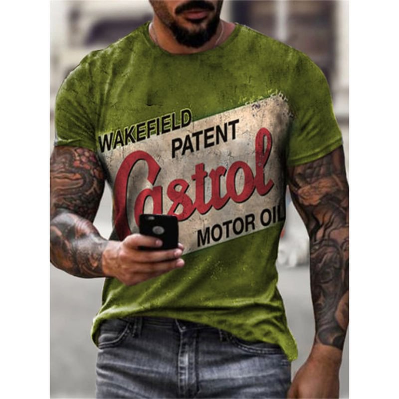Casual Retro Trend Crew Neck Short Sleeves Men's T-Shirts-VESSFUL