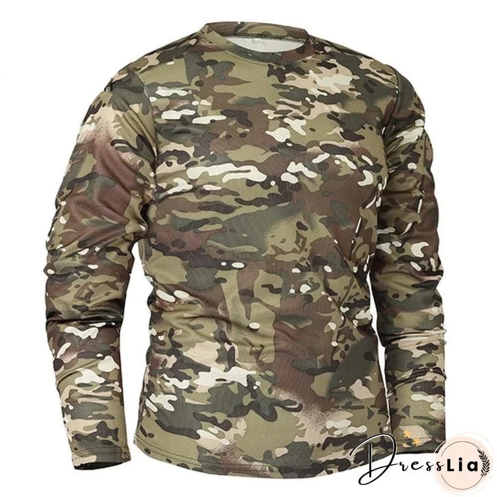Men Long Sleeve Tactical Camouflage T-shirt camisa masculina Quick Dry Military Army shirt