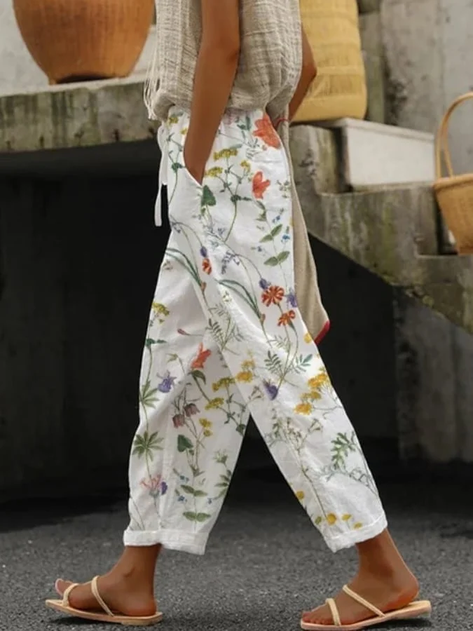 Women'S Floral Print Casual Trousers