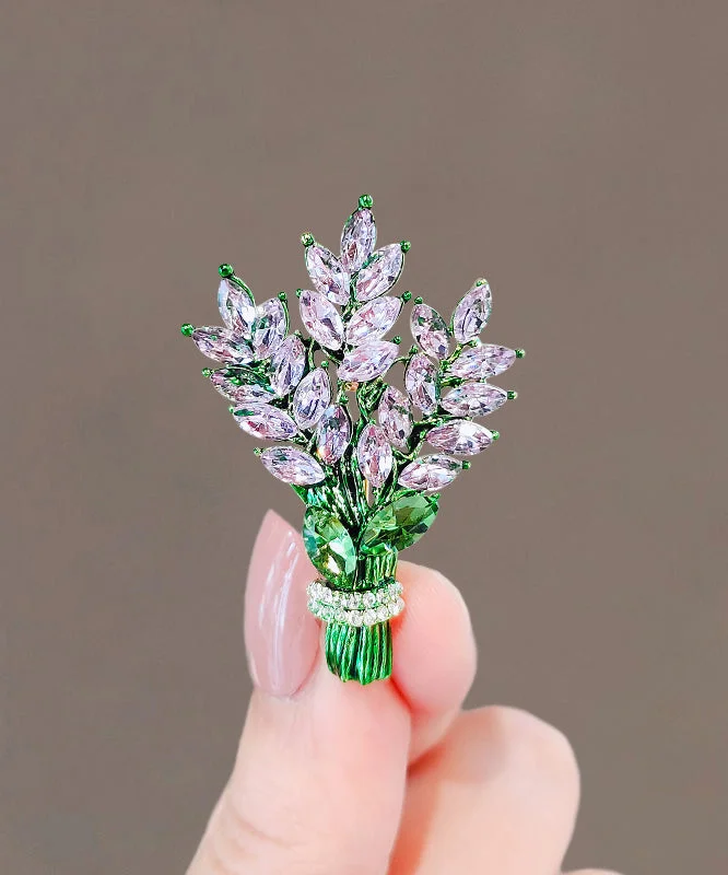Beautiful Green Alloy Crystal Lavender Brooches