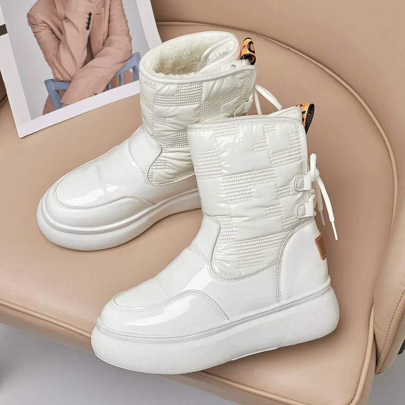 Breakj Breakj Boots Women's Short-Term 2023 New Women's Shoes Winter Plus Thick Patent Leather Short Leather Flat Cotton Shoes Korean Version Of Casual