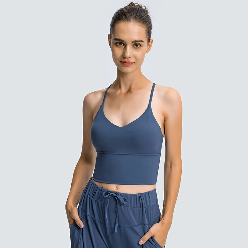 Hergymclothing v neck crop tank for yoga, biker and other exercise