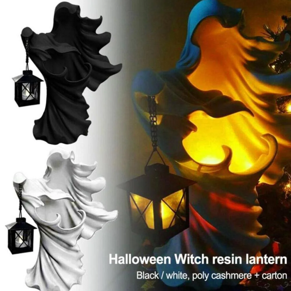Faceless Ghost Sculpture Halloween Decorations Hell Messenger With Lantern